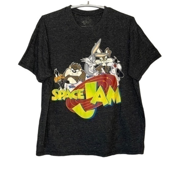 VINTAGE WARNER BROS. | Men’s VINTAGE (1996) Black Confetti SPACE JAM XXL Shirt - Picture 1 of 9